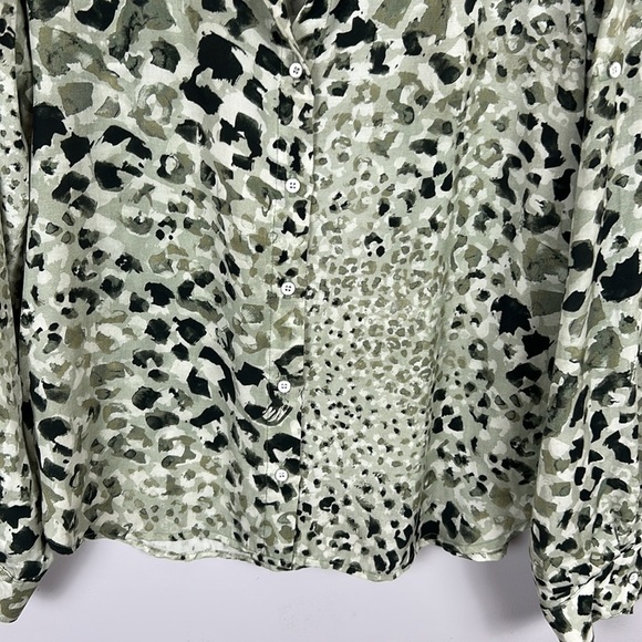 Cloth & Stone Leopard Print Lyocell Long Sleeve Button Down Shirt Large Grey - Picture 4 of 12